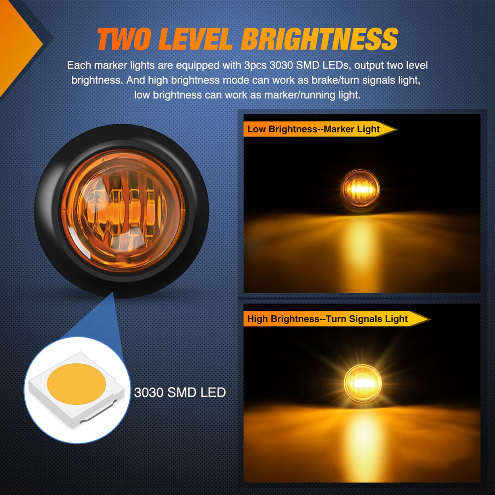 Nilight IP68 waterproof round amber light suitable for boats and trailers