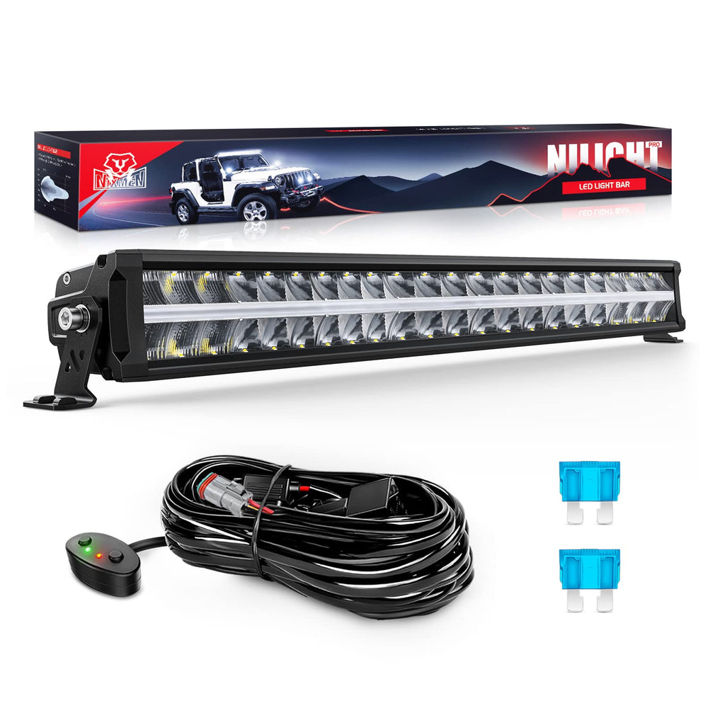 Nilight 30inch LED light bar front view with balanced spot and flood for clear highways