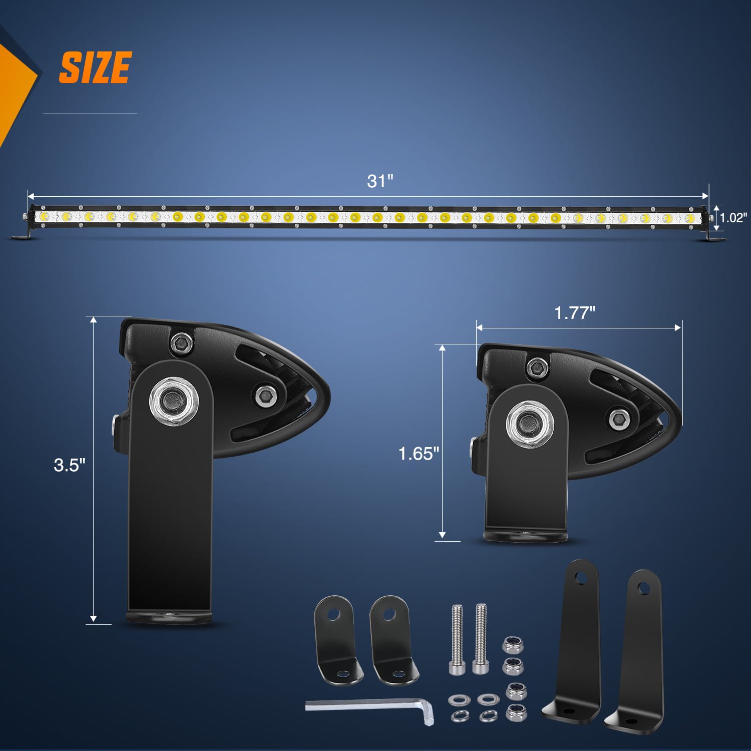 Nilight 31-inch ultra-slim light bar side view shows compact mounting profile