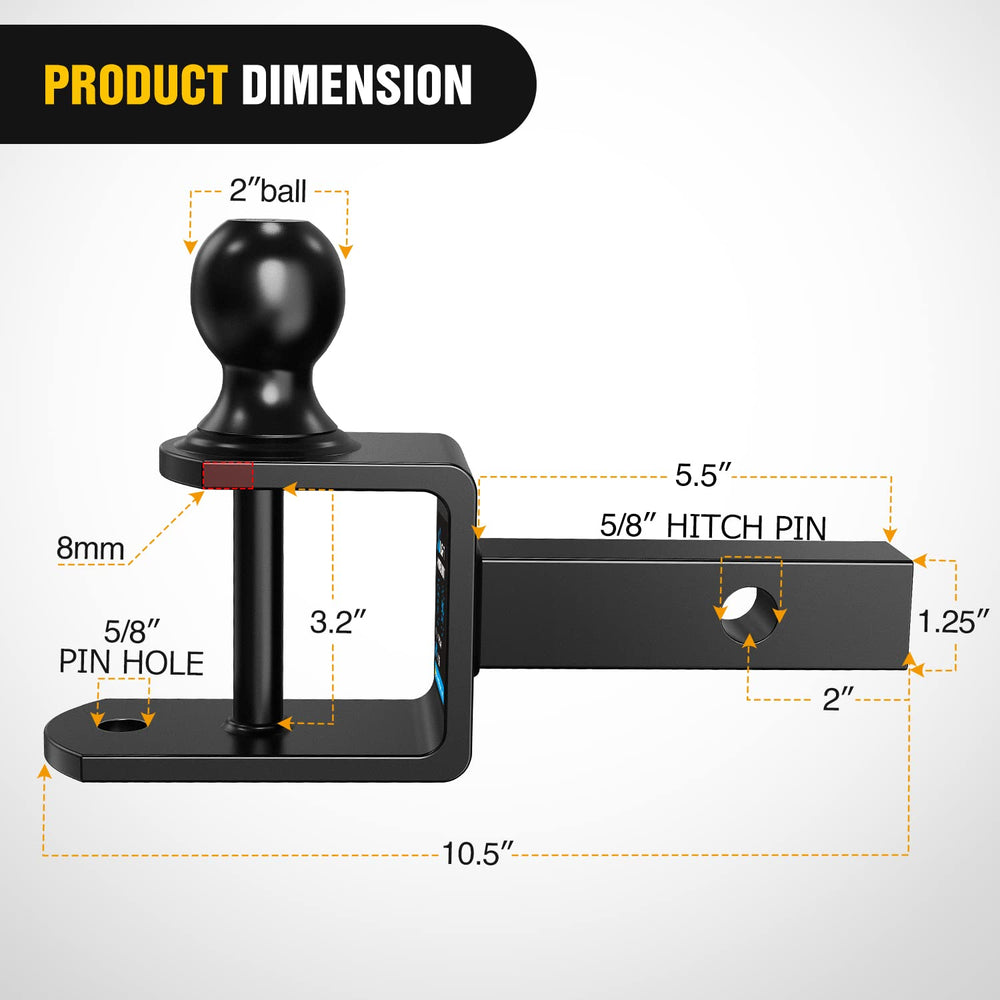 Nilight 3-in-1 hitch mount installation-ready view for quick ATV/UTV setup.