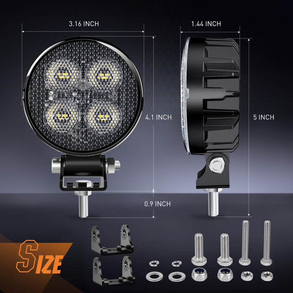 Nilight 3-Inch LED Pod side view with bracket supports quick fit