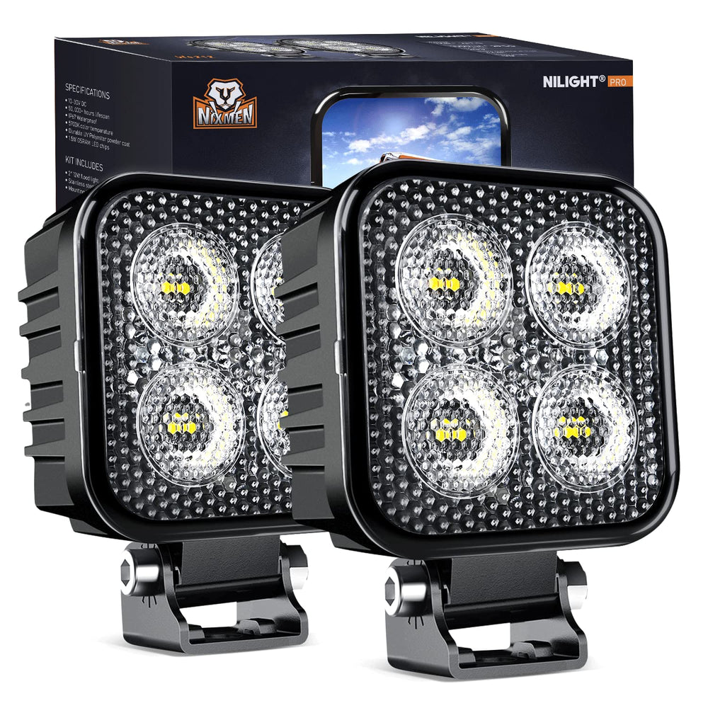 Nilight 3 inch square LED pod with full-screen cover for wider light output