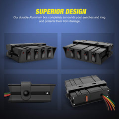 Nilight 4-gang wiring setup shows simplified power, ground, and four color-coded leads.