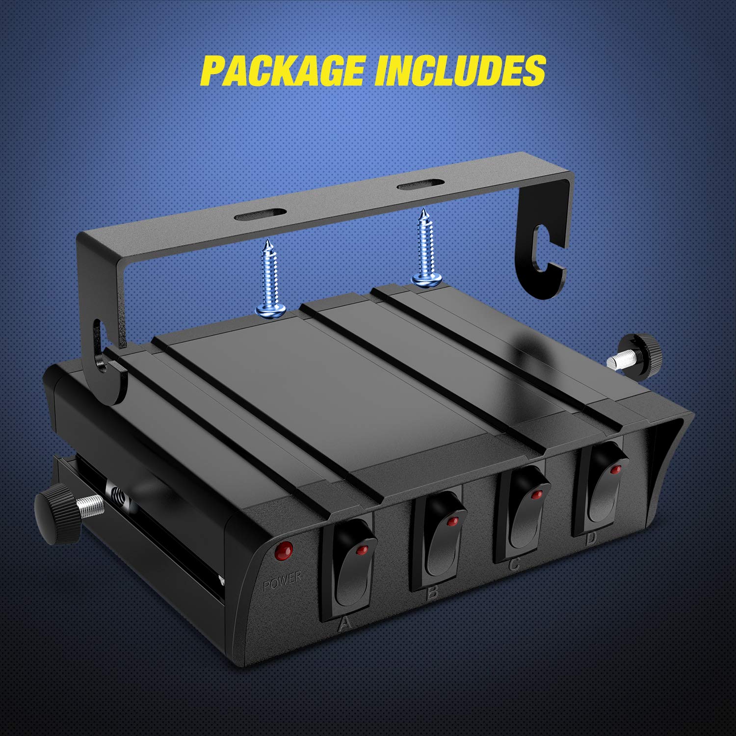 Nilight 4-gang switchbox lit with switches active highlights simple control of four devices.