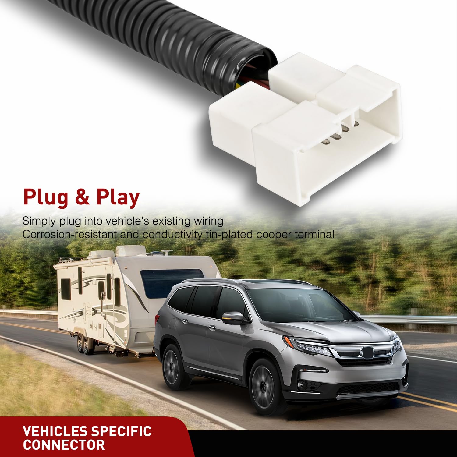 Nilight 4-pin harness for Honda Passport install on 4-flat connector enables simple trailer wiring