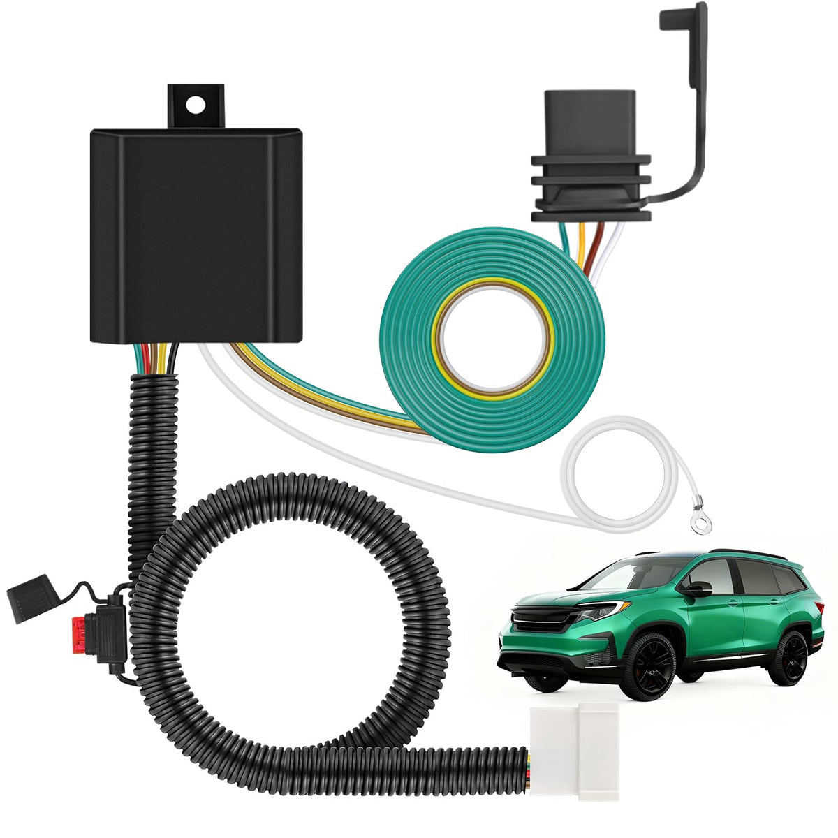 Nilight 4-pin trailer harness for Honda Pilot install behind rear panel enables quick trailer connections