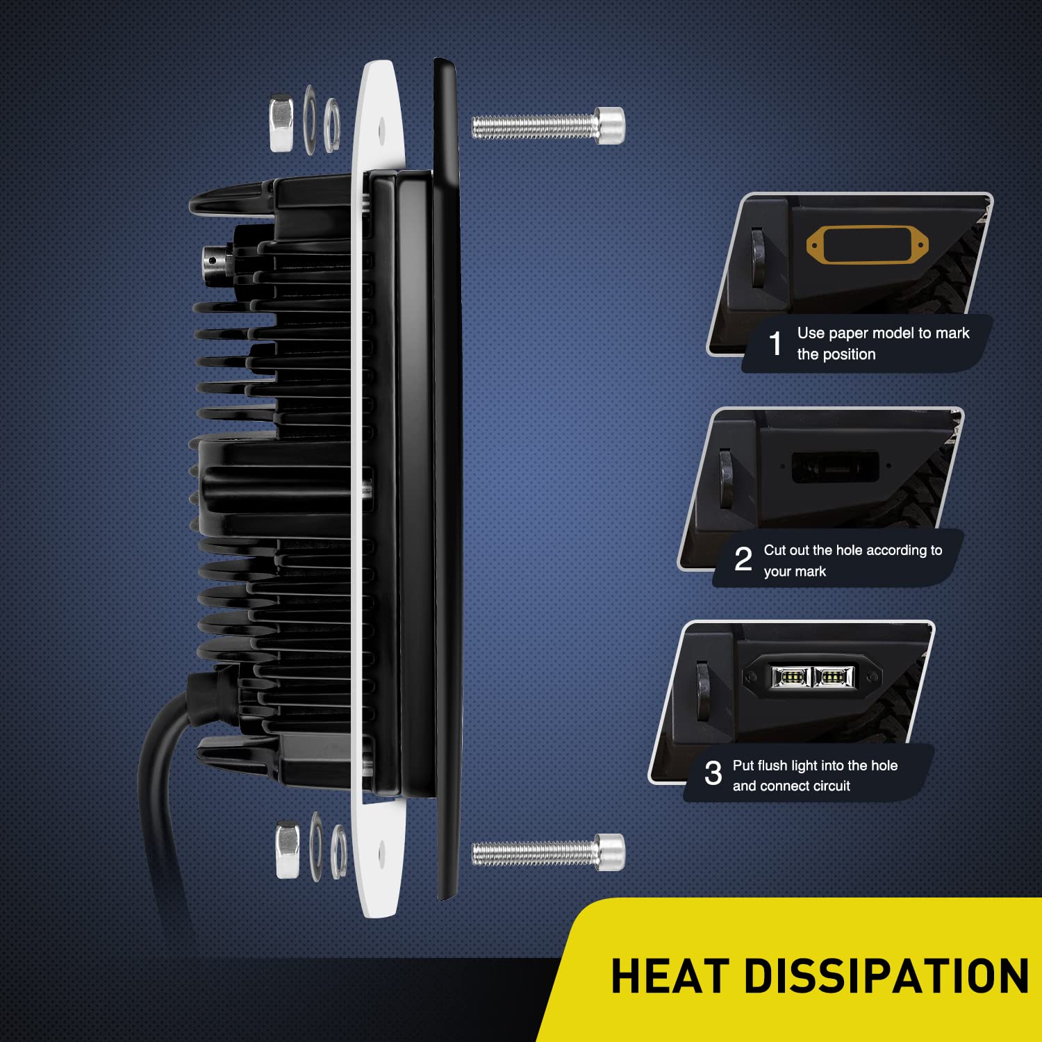 Nilight 40W LED pod aluminium heat sink construction for durability.