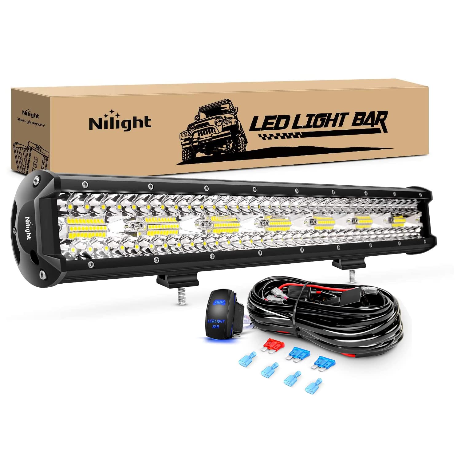 Nilight 420W light bar triple row enhances night driving visibility