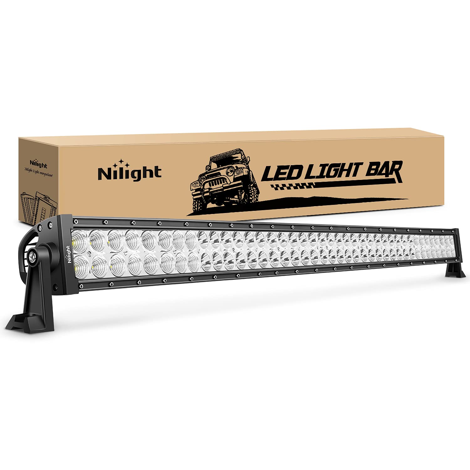 Nilight 42-inch LED light bar front view enhances long-range visibility for trucks and SUVs