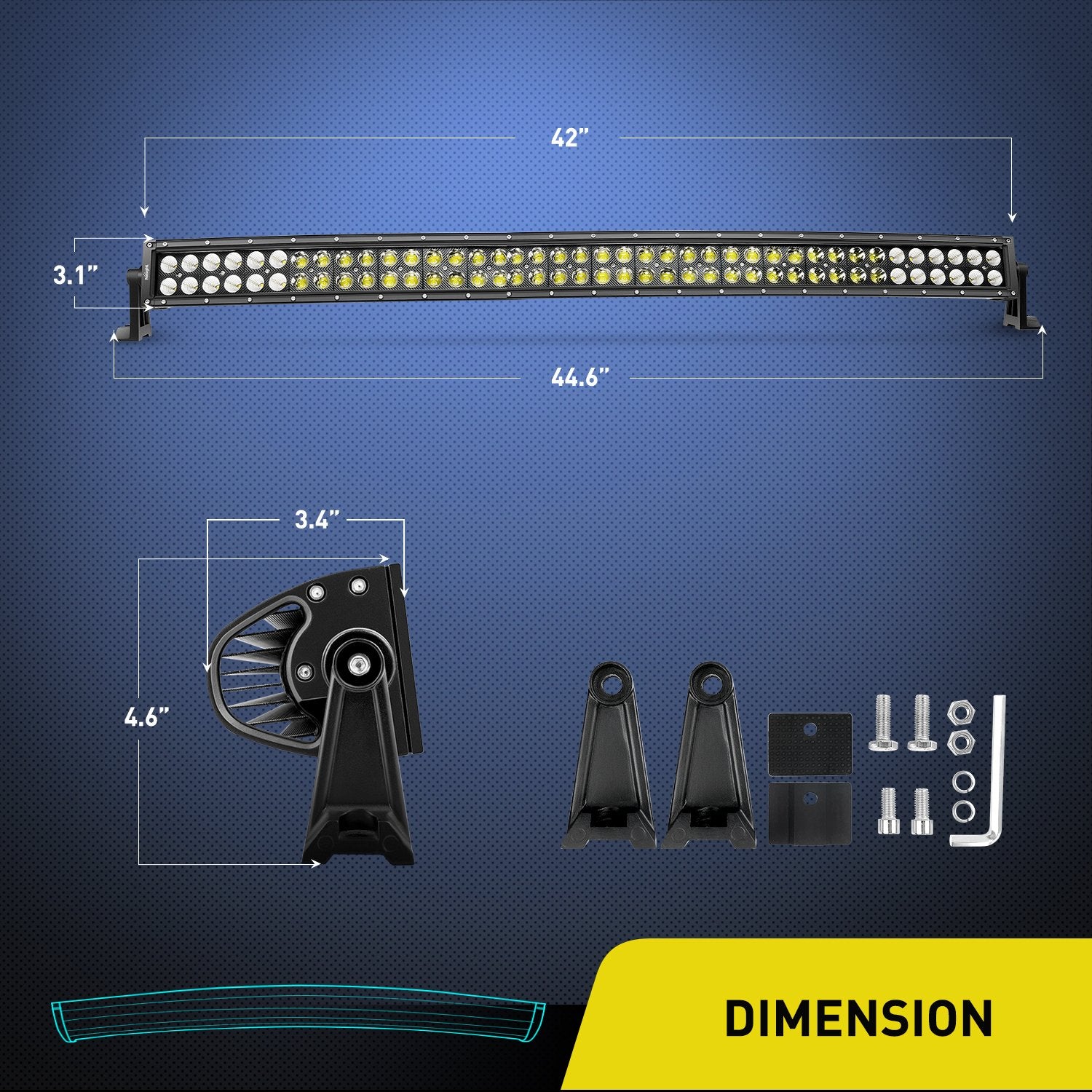 Nilight curved LED light bar with spot and flood beams for wider coverage.