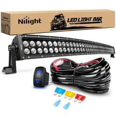 Nilight 42Inch curved LED light bar front view for off-road visibility.
