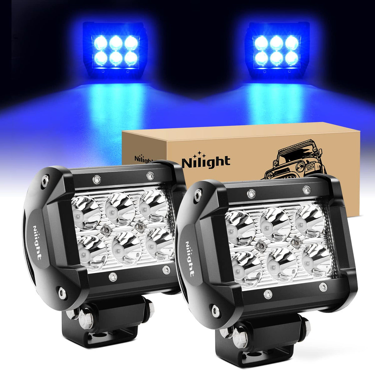 Nilight 4-inch blue spot LED pod beam for long-range visibility in fog