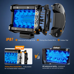 Nilight 4in LED light pod blue triple row adjustable bracket enables flexible beam aiming