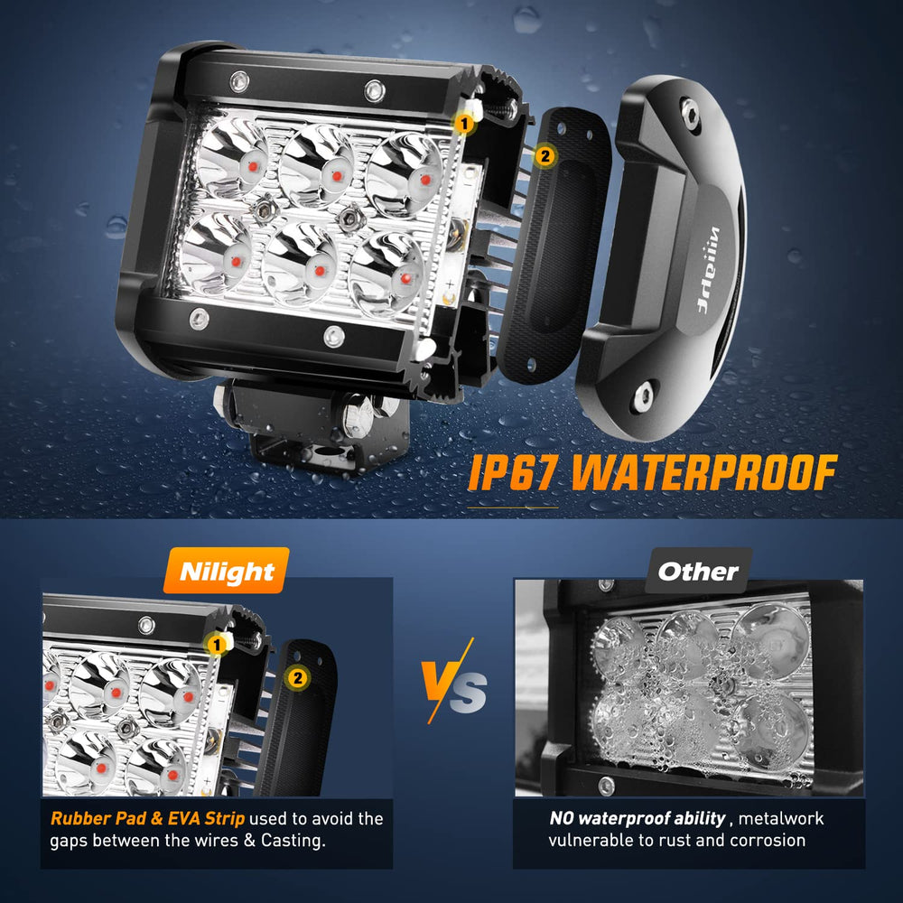 Nilight 4-inch red LED light pod heat dissipation design maintains performance.