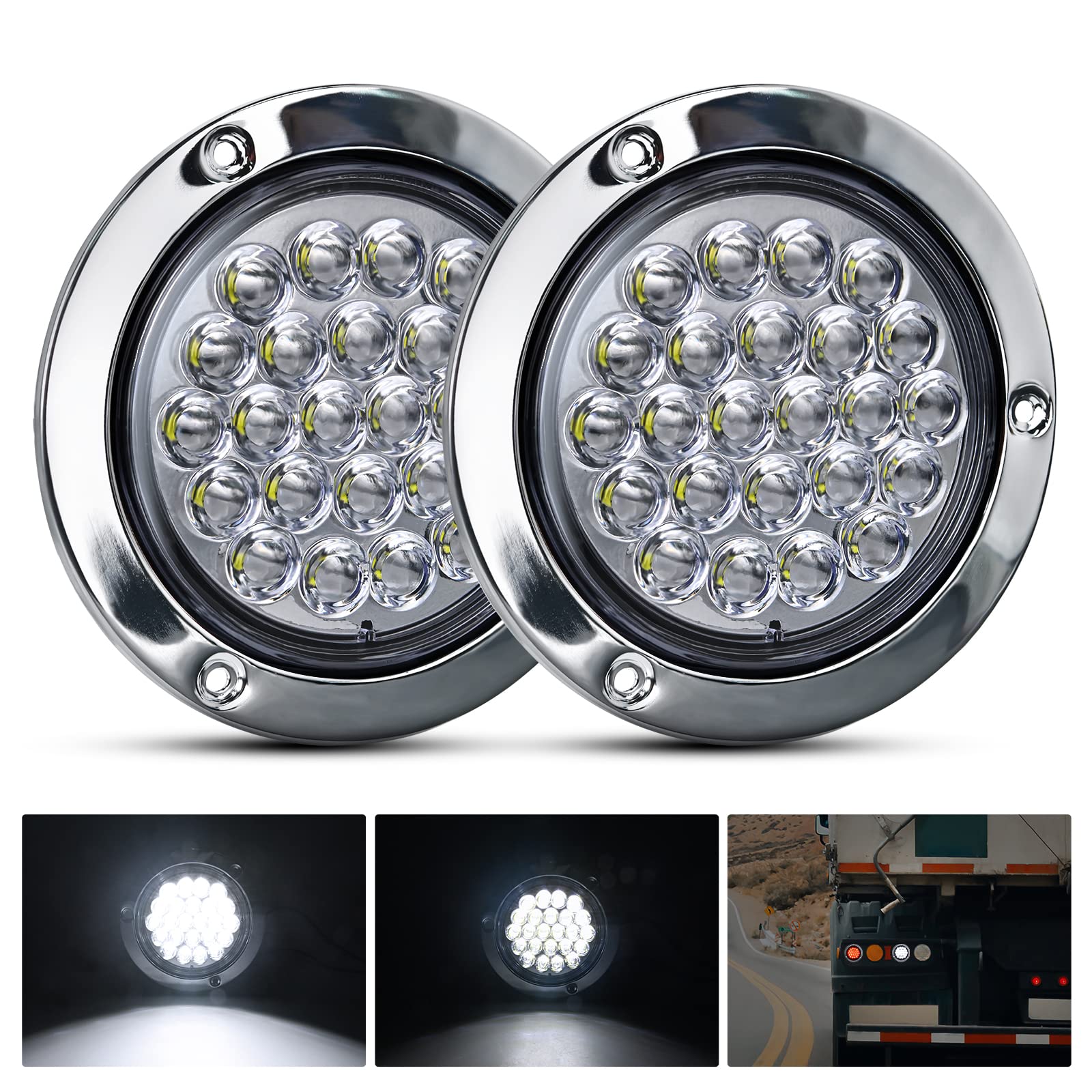 Nilight 4-inch round trailer tail light with 24 LEDs for bright nighttime visibility.