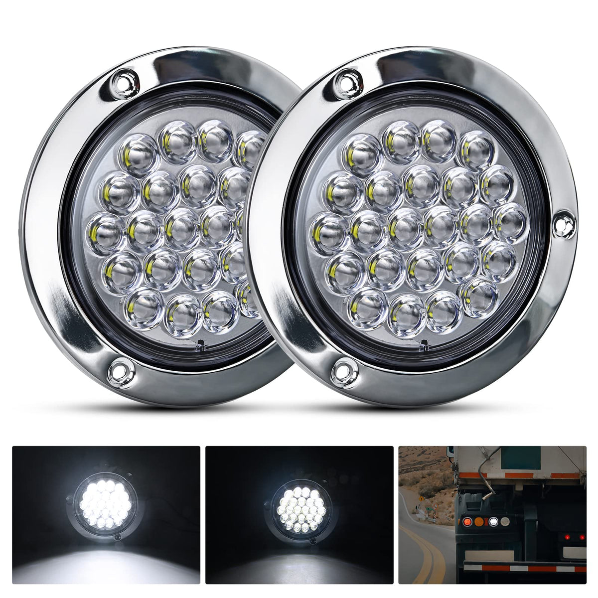 Nilight 4-inch round trailer tail light with 24 LEDs for bright nighttime visibility.