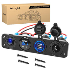 Nilight 4in1 panel front view for compact power hub aboard boats and trucks