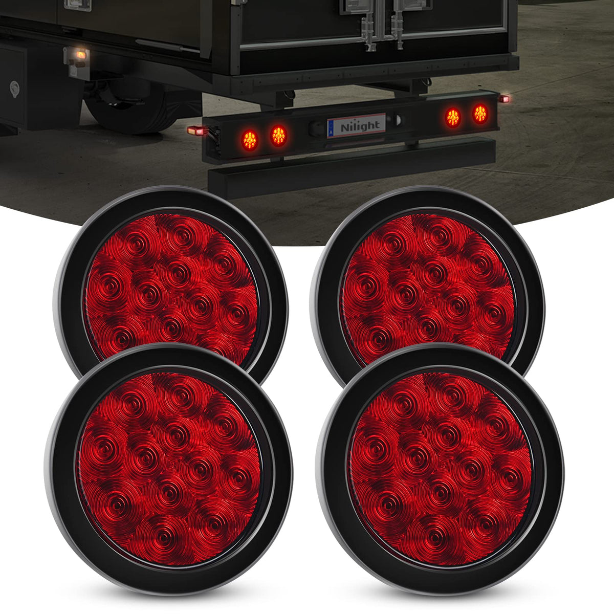 Nilight 4-inch stop light provides bright signaling for safer braking and visibility.