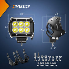 Nilight 4-inch 18W LED pod right beam concentrates light for close tasks.