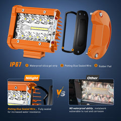 Nilight 4inch 60W LED bar with 45-degree tilt bracket for flexible beam aim.