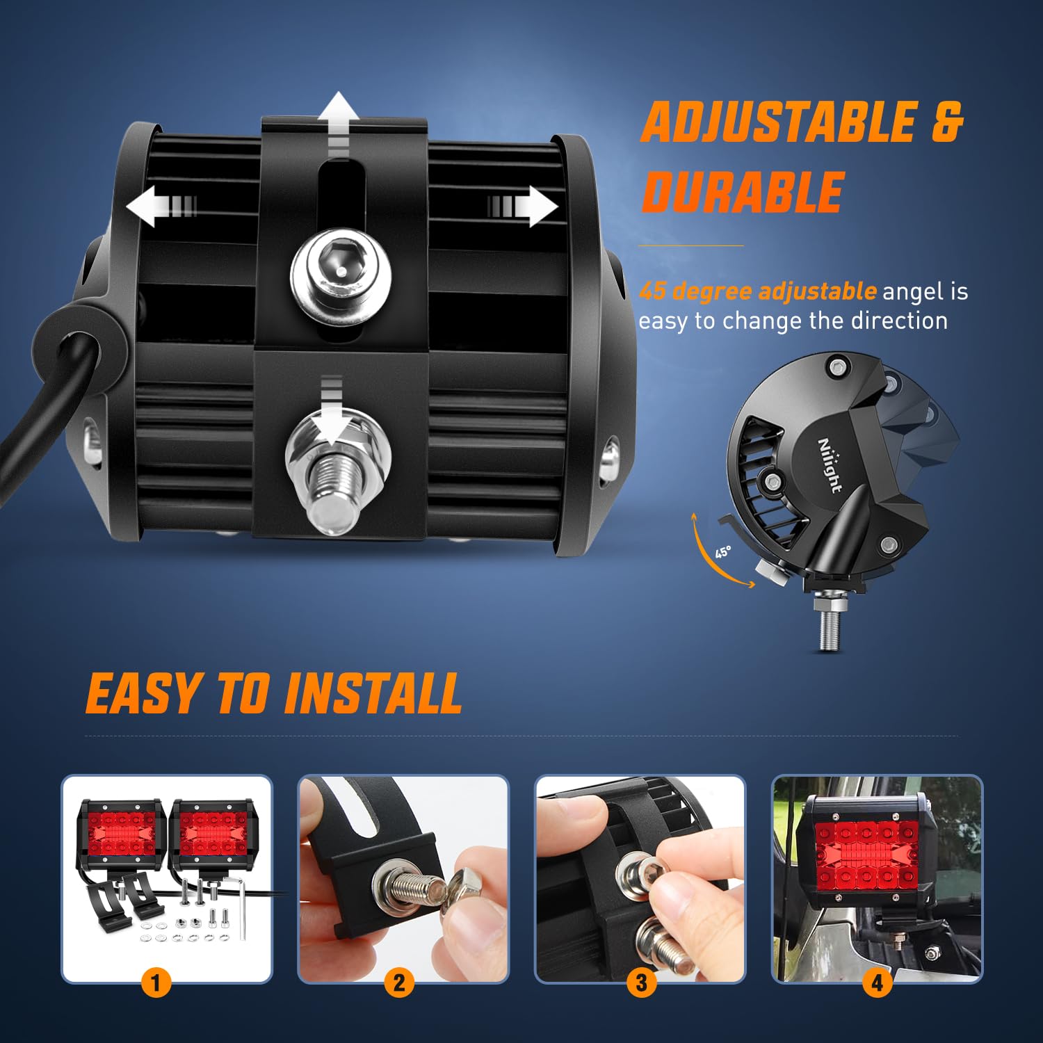 Nilight 60W output pod demonstrates flood and spot mix for broad coverage