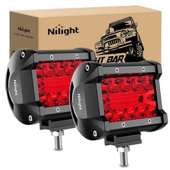 Nilight 4-inch LED light pod front beam with red triple-row for enhanced visibility
