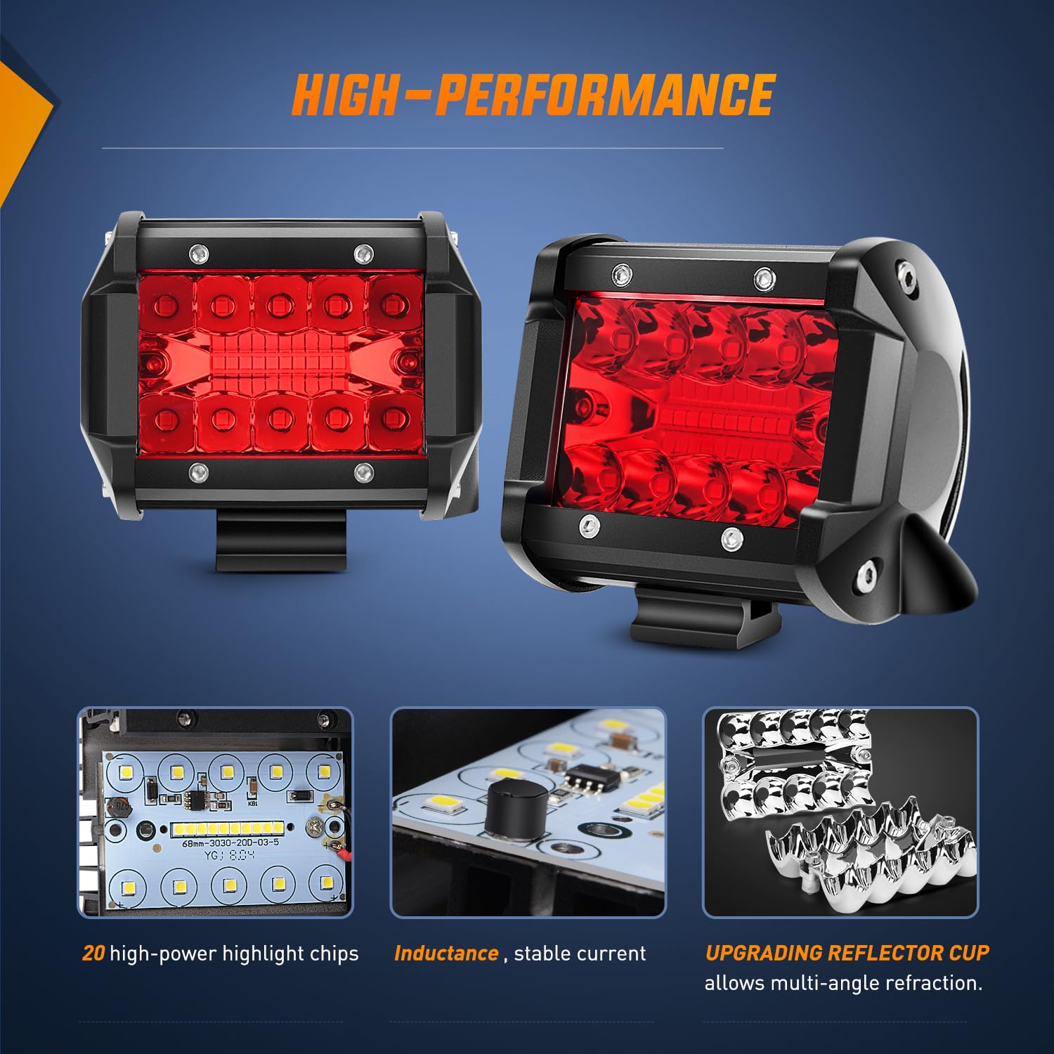 Nilight red pod on off-road vehicle enhances fog and night visibility