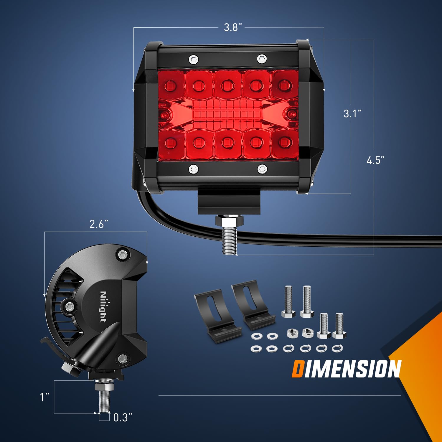 Nilight 4-inch LED pod side view showing compact, versatile mounting options