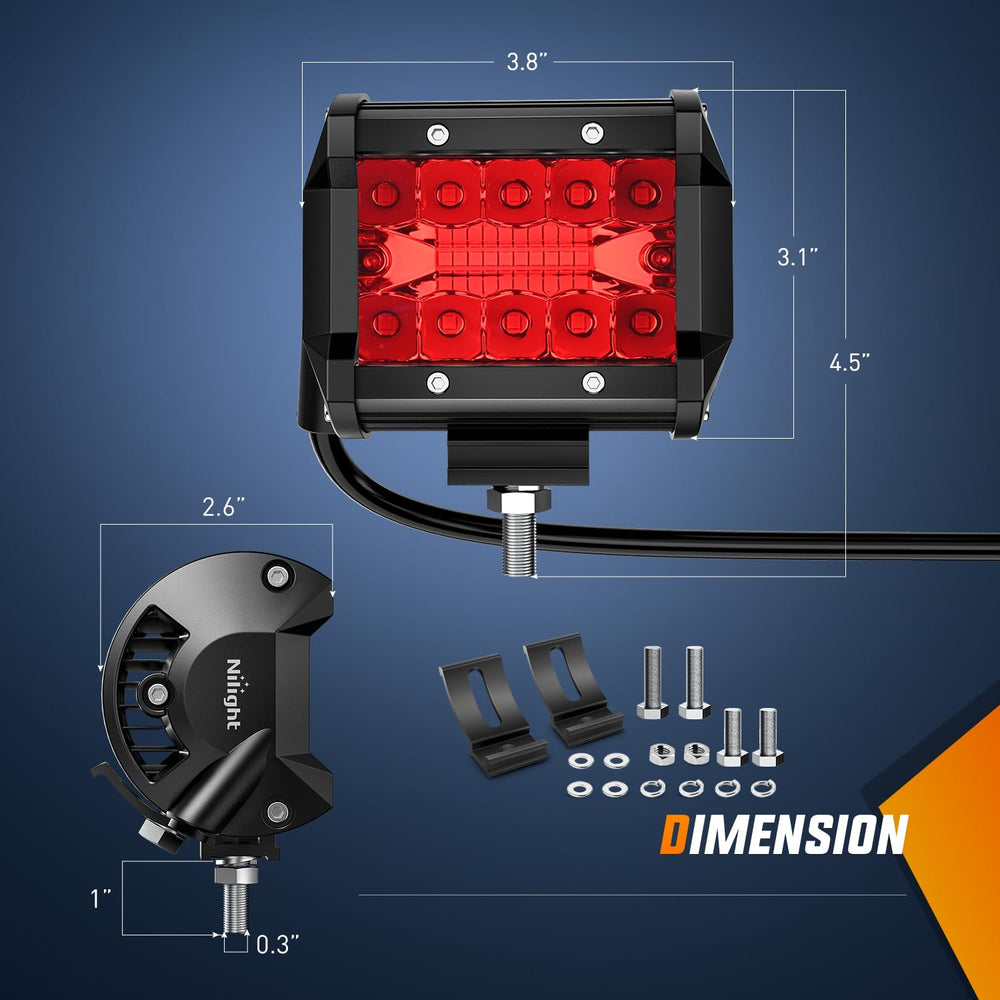 Nilight 4-inch LED pod side view showing compact, versatile mounting options