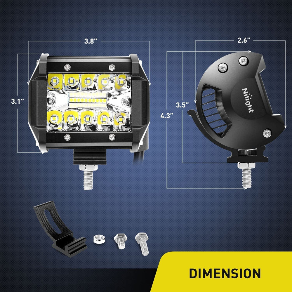 Nilight 4 inch LED pods spot beam provides long range clarity for night driving