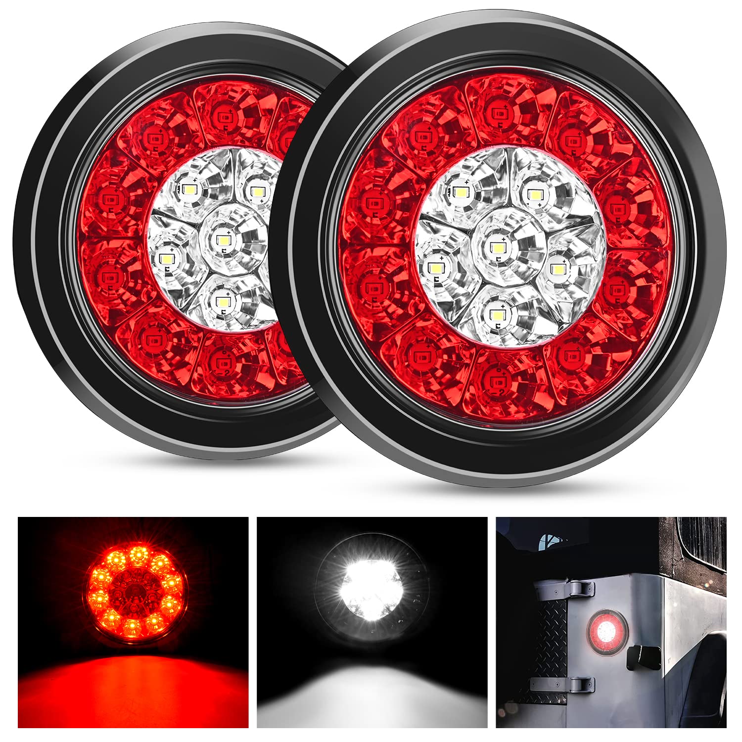 Nilight 4-inch round tail light outer ring boosts brake and tail visibility