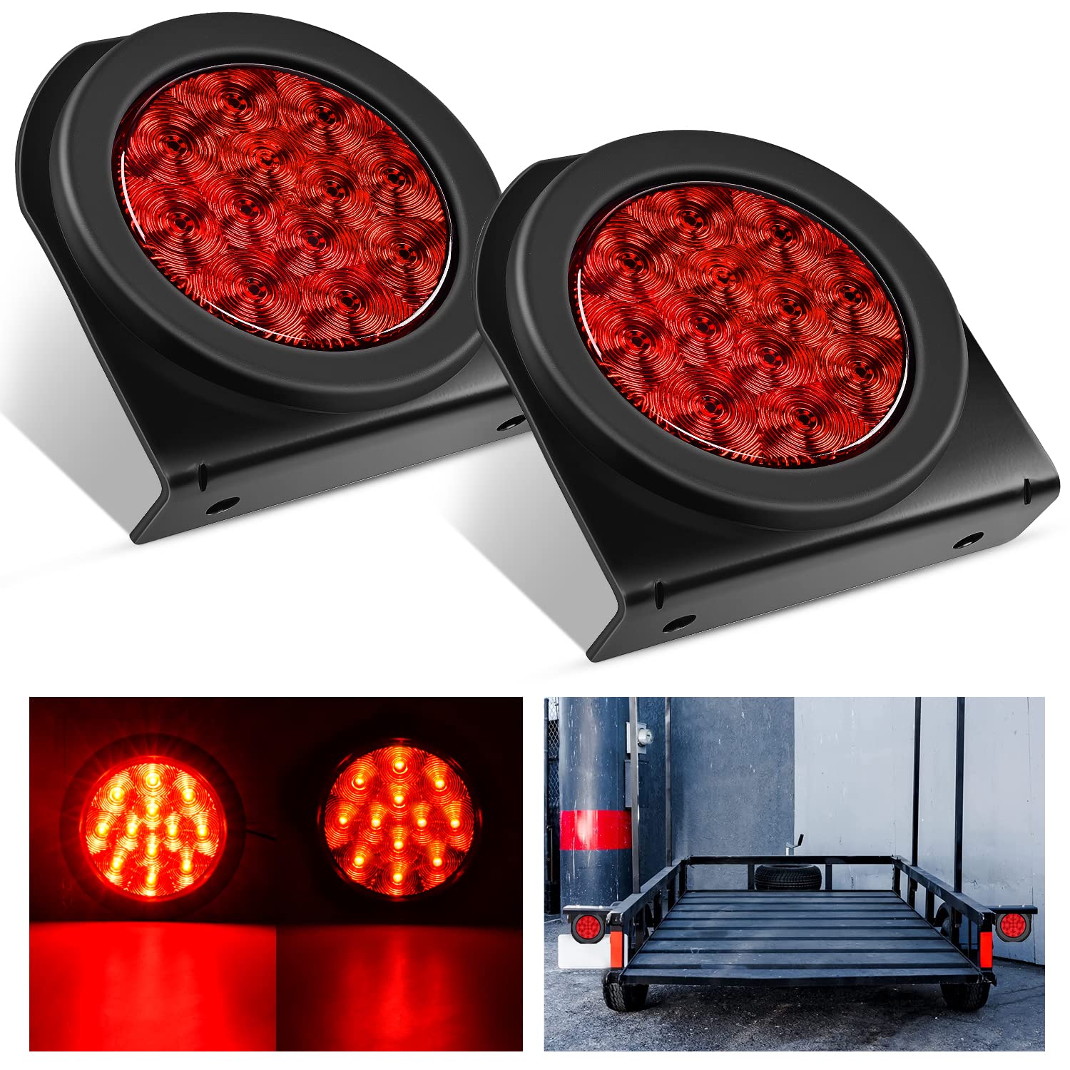 Nilight 4inch round trailer tail-light with flush mount for secure RV and truck installation