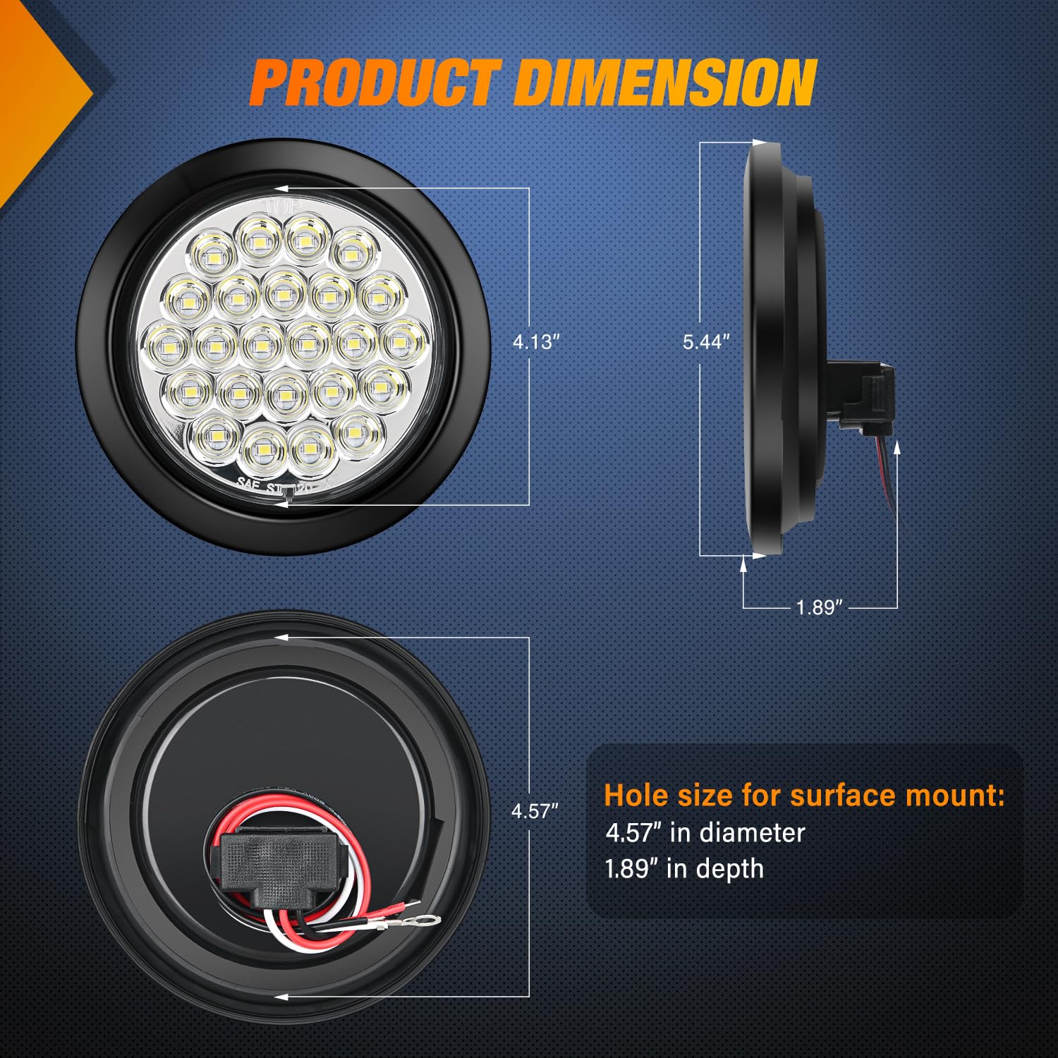 Nilight 4-Inch round tail light rear view shows flush-mount setup