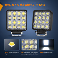 Nilight square work light with adjustable bracket enables tailored beam angles