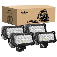Nilight 4PCS flood light bar front view for off-road clarity