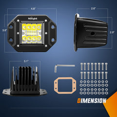 Nilight 4PCS 42W flush mount light pods, front beam, clear forward illumination for trails