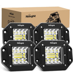 Nilight 4PCS 42W flush mount light pods, top view, enhances night visibility for off-road journeys