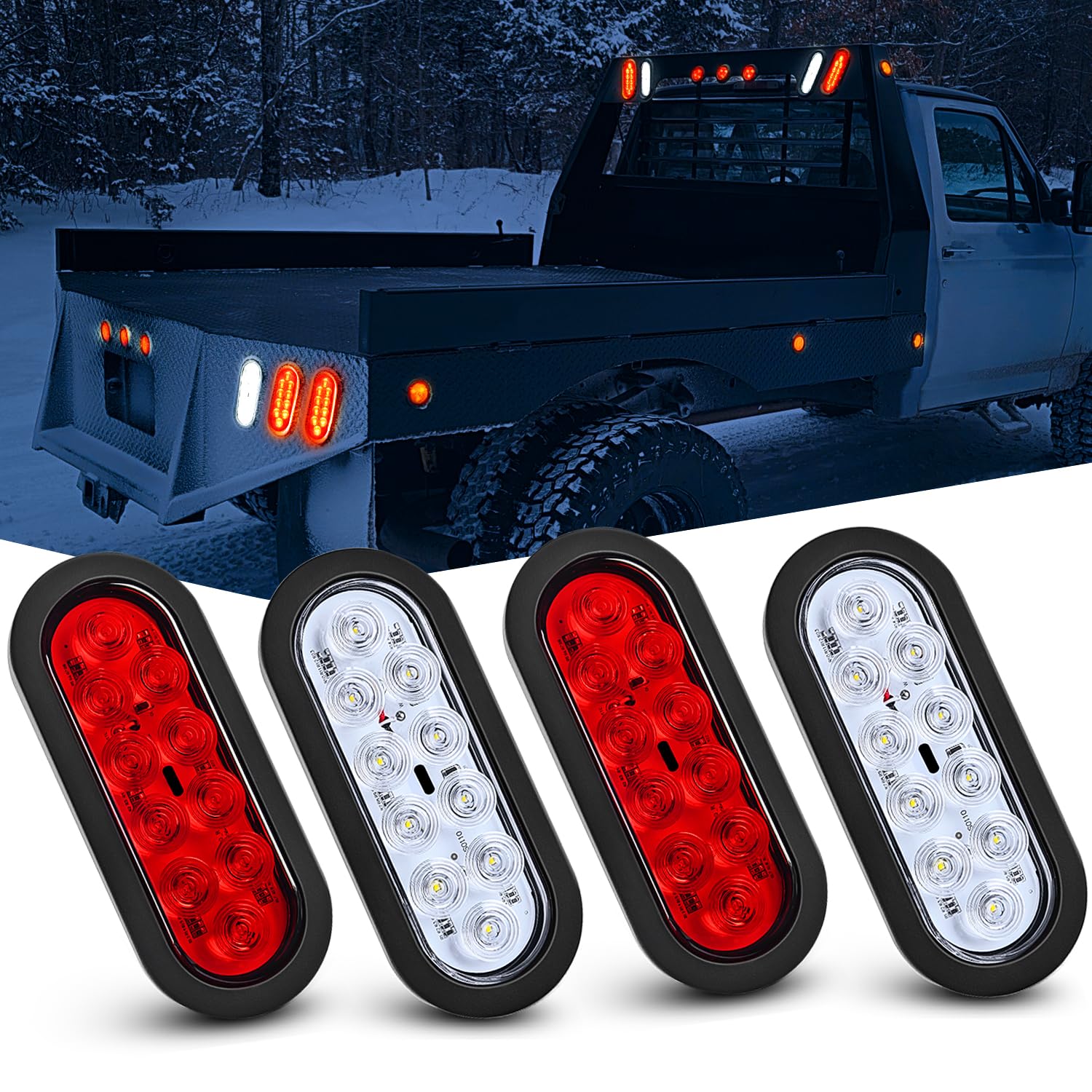 Nilight 4-pack 6-inch oval LED tail light with flush mount detail improves rear visibility