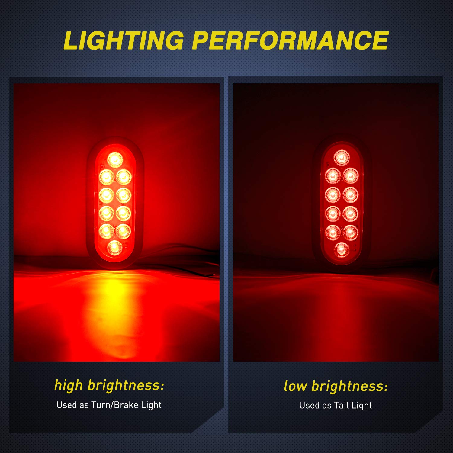 Nilight 4-pack 6-inch oval LED tail light IP65 waterproof seal on housing