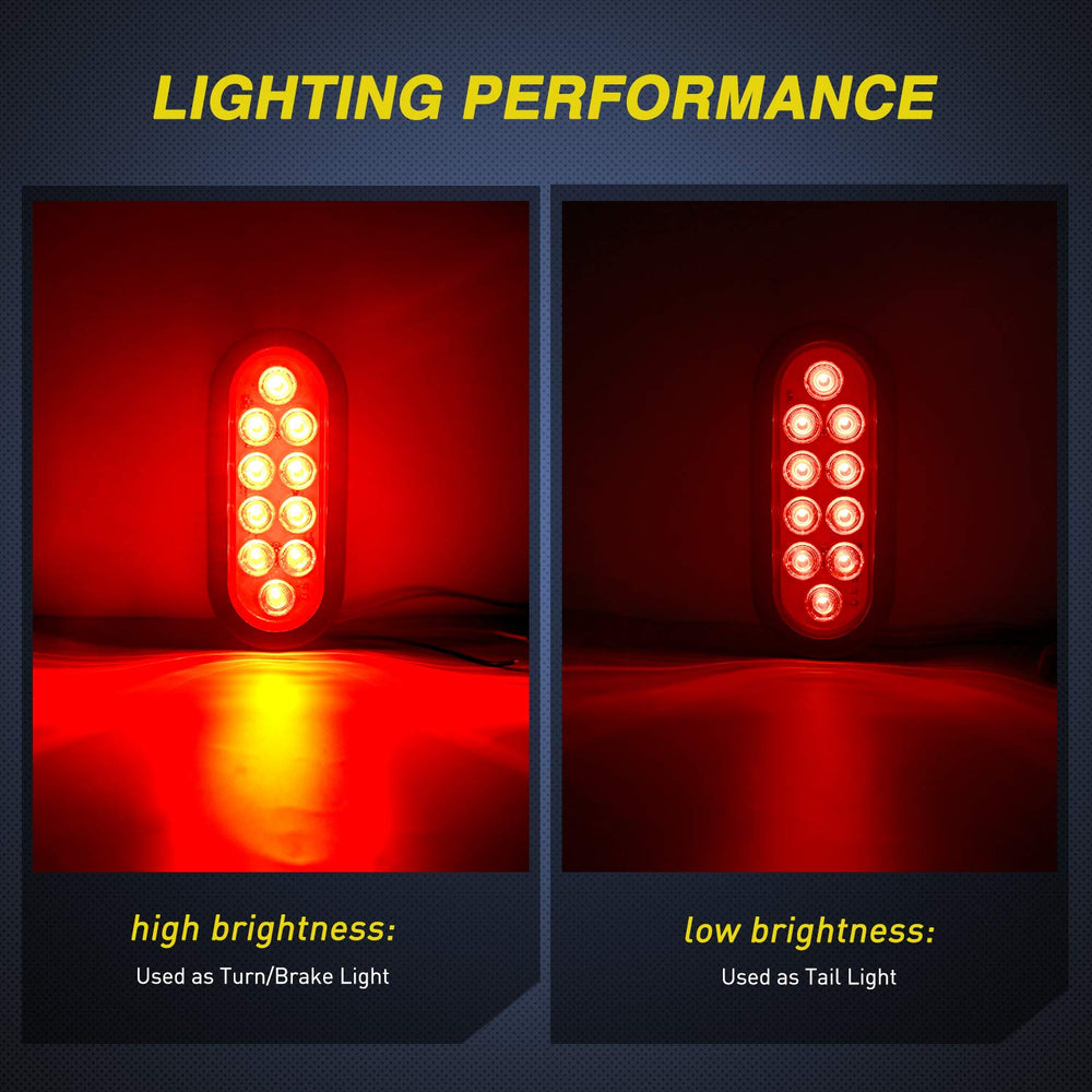 Nilight 4-pack 6-inch oval LED tail light IP65 waterproof seal on housing