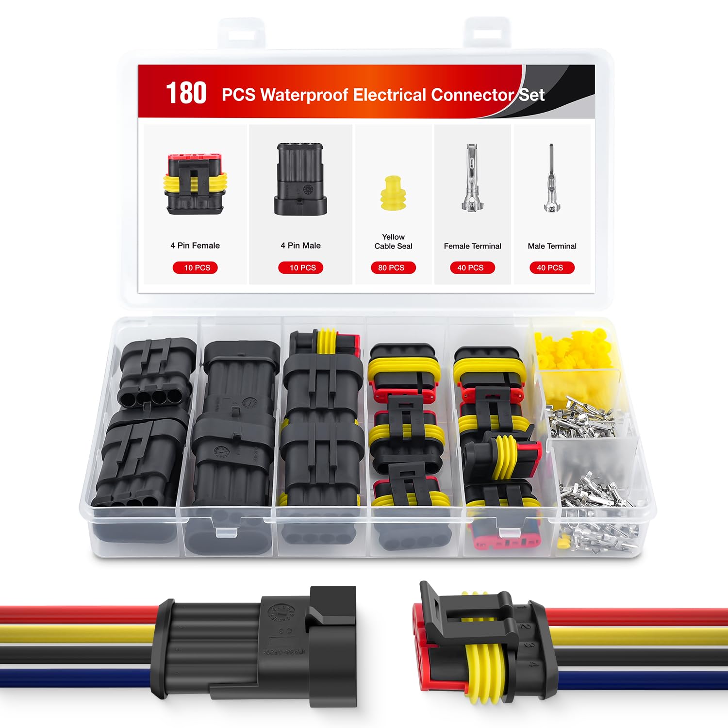 Nilight 4-pin male connector for secure automotive wiring and LED applications