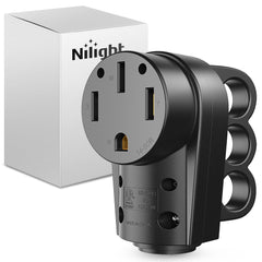 Nilight 50A RV female receptacle with handle, front view for easy connection.