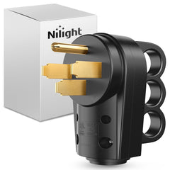 Nilight 50A RV plug with handle close-up for easy connection