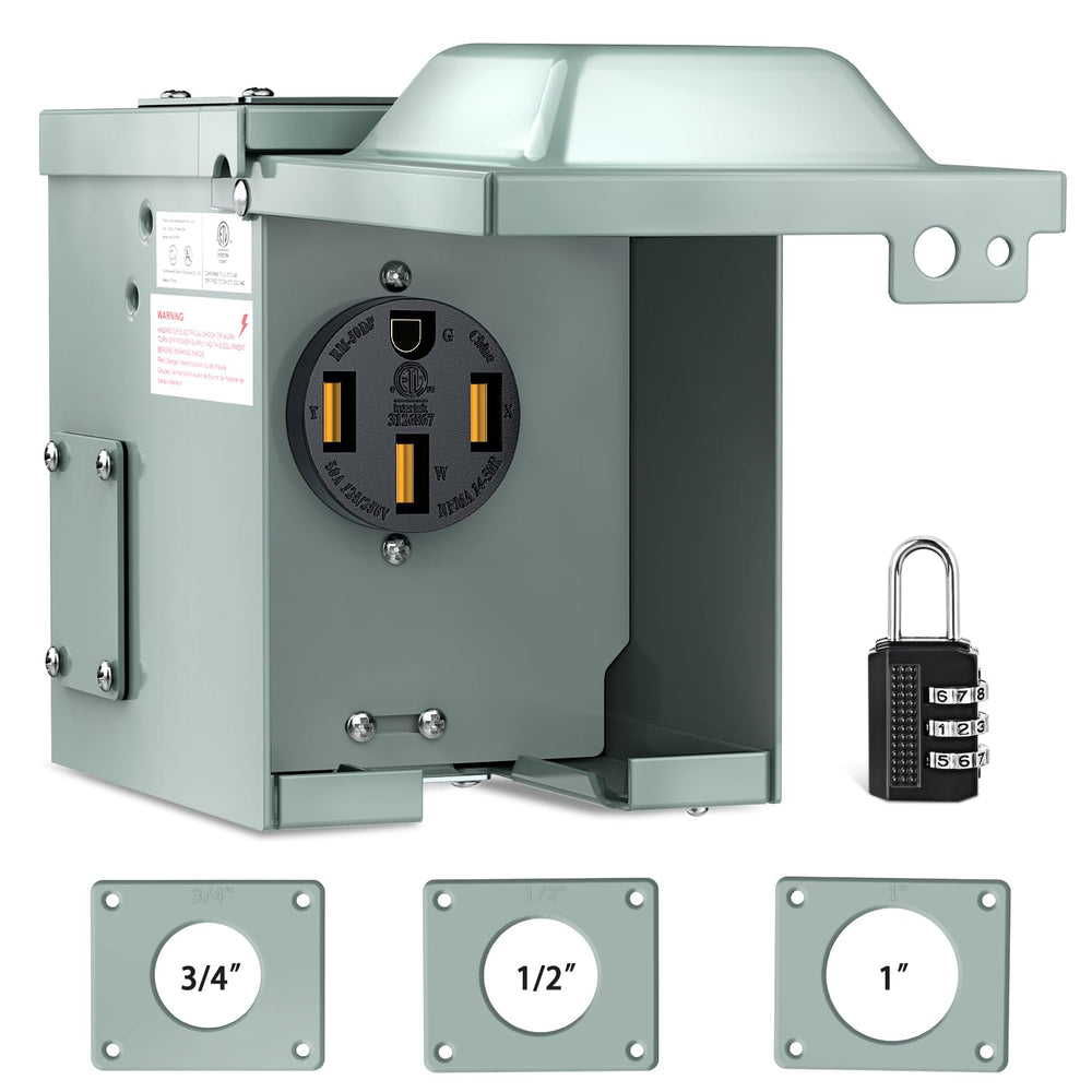 Nilight 50A RV power outlet box with NEMA 14-50R for safe outdoor charging