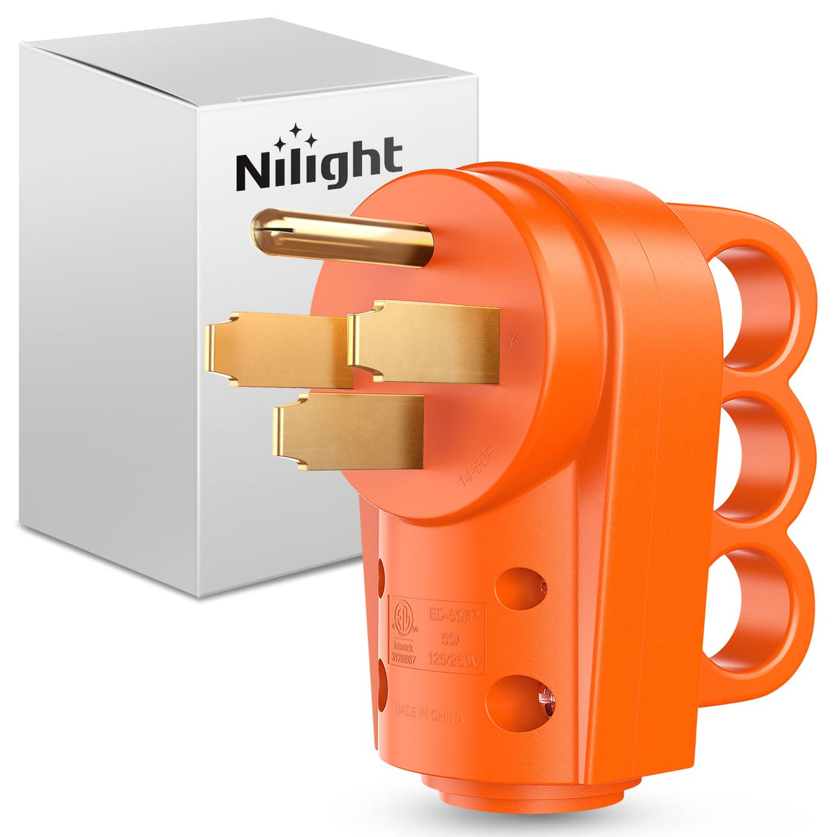 Nilight 50amp RV replacement plug with handle for safer plugging.