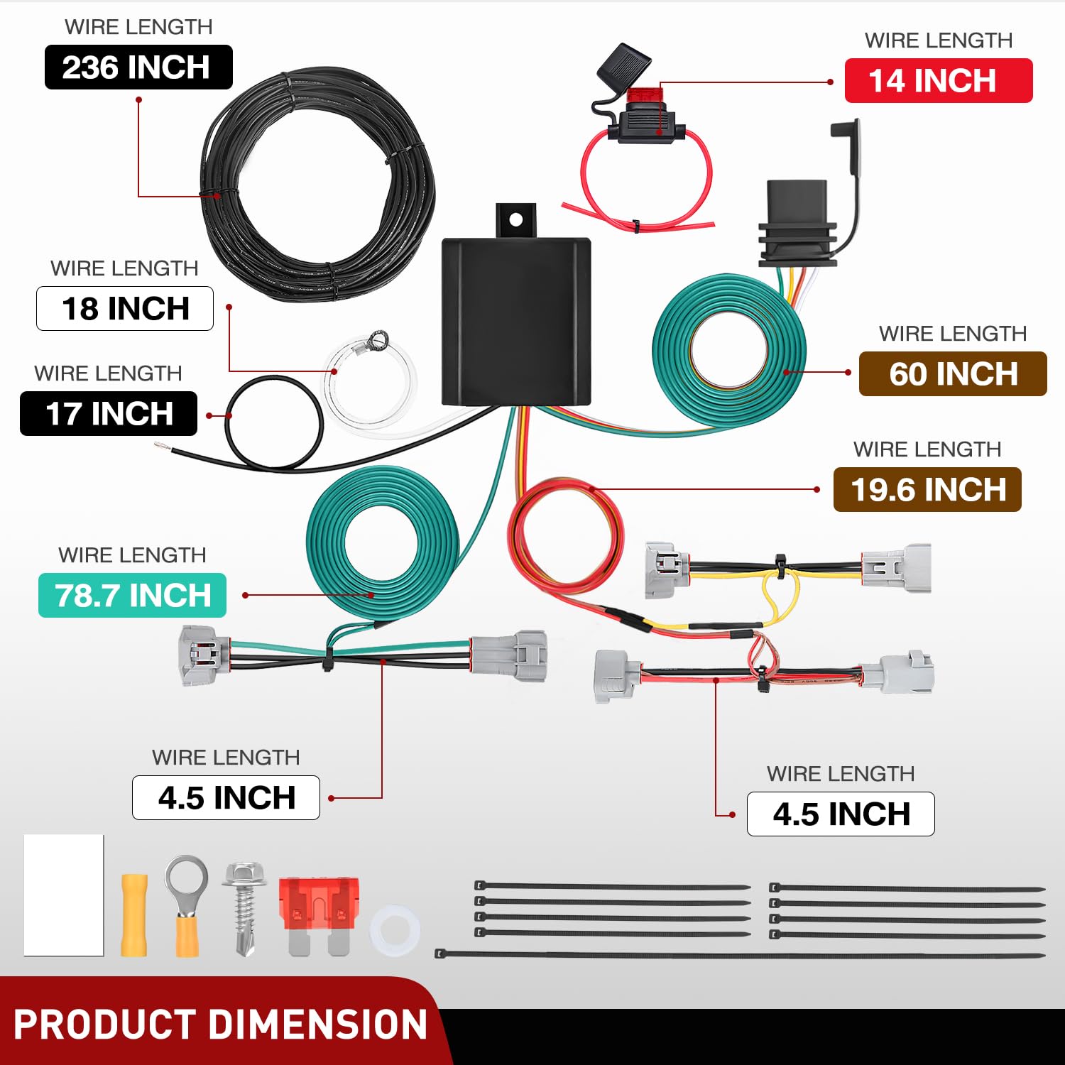 Nilight 56349 weatherproof harness ready for outdoor trailer use.