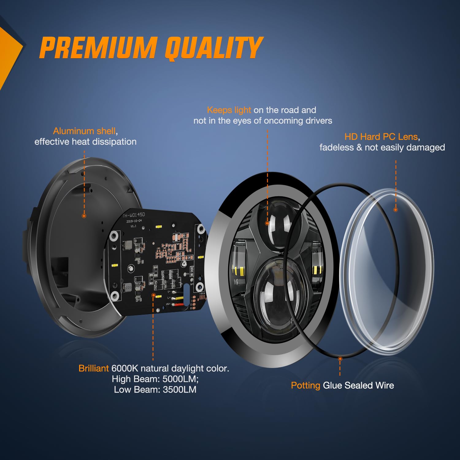 Nilight 575 headlight fits Harley and Dyna models for quick upgrade.