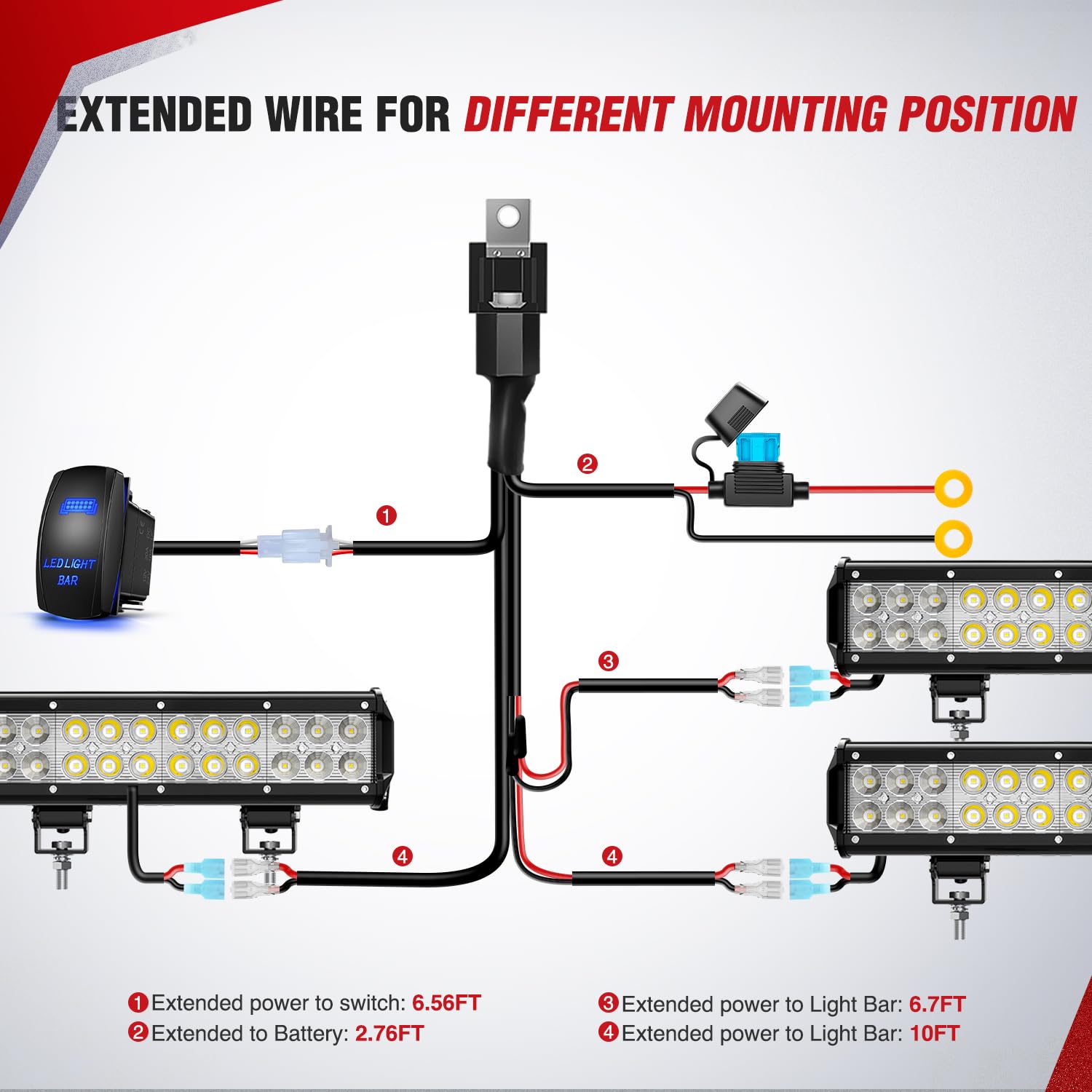 Nilight 5-pin rocker switch with blue indicator for easy power control.