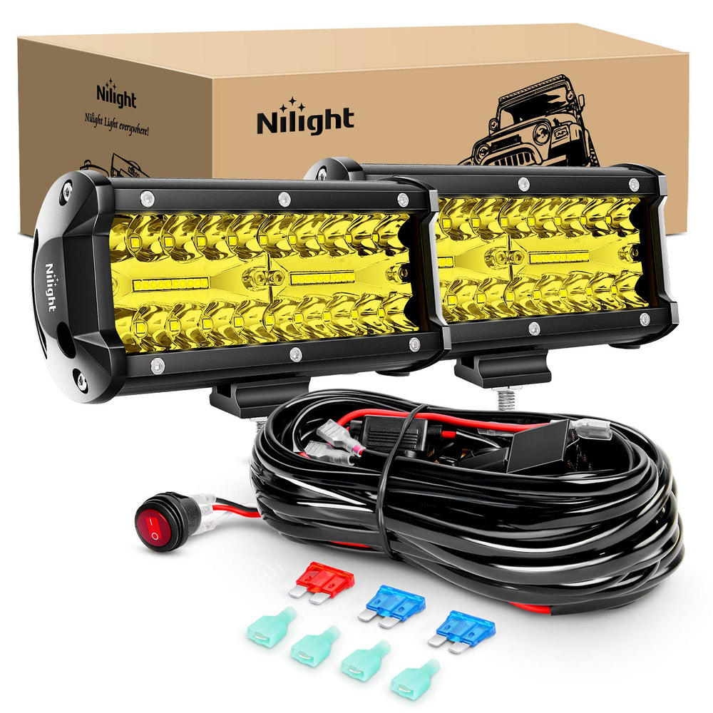 Nilight 6-5-inch amber LED light bar front view for rugged off-road visibility