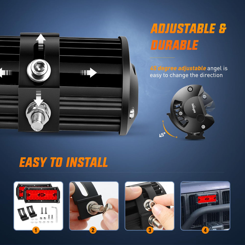 Nilight LED pods configured for driving fog and emergency signaling scenarios